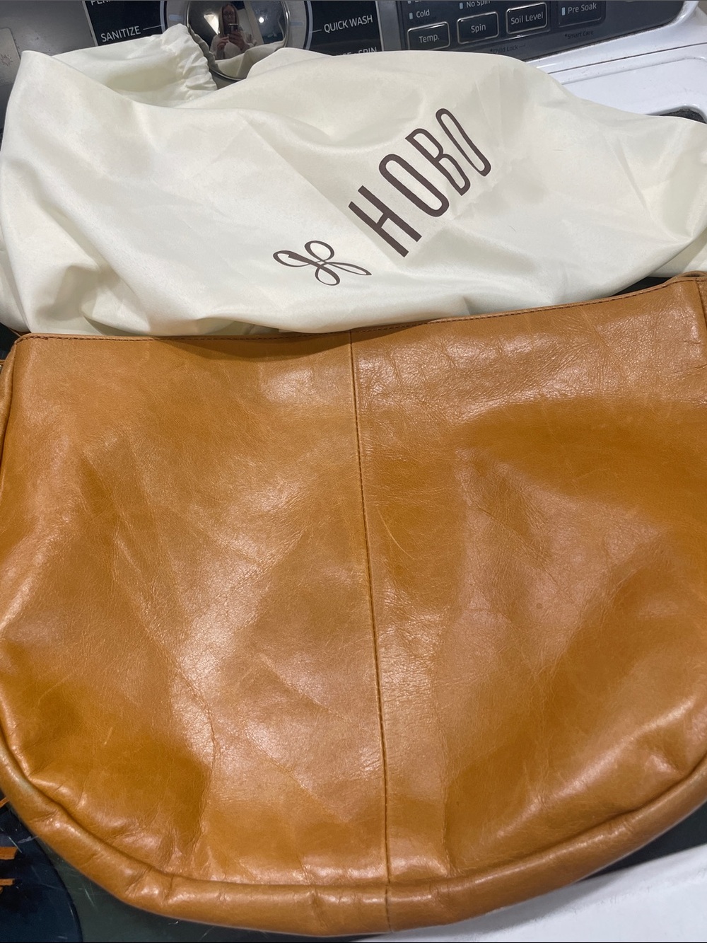 HOBO Tan Floral Appliqué Crossbody Purse with Tassel - Picture 7 of 7